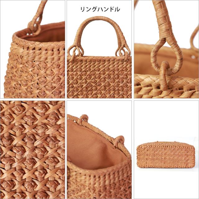 山葡萄 かごバッグ 1年保証付き 内布付き 山ぶどう やまぶどう 蔓 天然素材 カゴバッグ 籠バッグ バスケット レディース 大人 おしゃれ 綺麗 網代編み リングハンドル 手提げ ハンドメイド 手作り 母の日