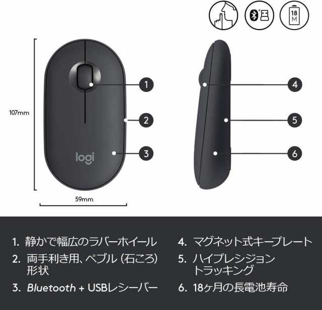 数量限定 ロジクール ワイヤレスマウス 無線 マウス Pebble M350gr 薄型 静音 グラファイト ワイヤレス Windows Mac Chrome Android Surの通販はau Pay マーケット ｅ コネクト