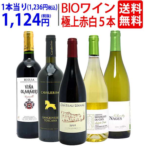 ワイン ワインセット 赤ワイン 白ワイン ＢＩＯワイン極上赤白５本セット赤3本+白2本 送料無料 ^W02I84SE^｜au PAY マーケット