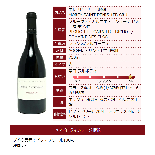 よりどり6本で送料無料 2021 モレ サン ドニ プルミエ クリュ 750ml ドメーヌ デ クロ フランス 赤ワイン コク辛口 ワイン ^B0OSMV21^_5