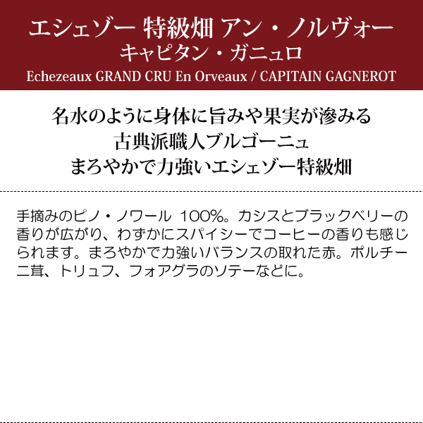 よりどり6本で送料無料 2021 エシェゾー アン ノルヴォー 特級畑 BIO 750ml キャピタン ガニュロ 赤ワイン コク辛口 ^B0OTEZ21^_6