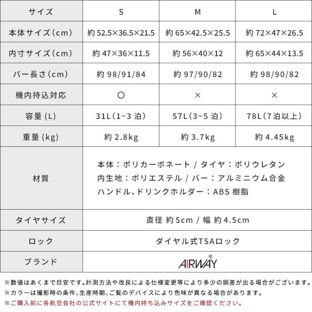 スーツケース Mサイズ キャリーケース TSAロック 静音キャスター 軽量 耐衝撃 日本メーカー HINOMOTOキャスター かわいい パステルカラー レディース 女子 旅行 国内旅行 修学旅行 出張 ギフト おしゃれ AIRWAY 人気商品おすすめ ドリンクホルダー_19