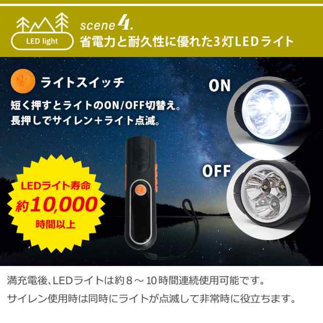 防災ラジオ 多機能 手回し充電 防災グッズ LEDライト USB 充電式