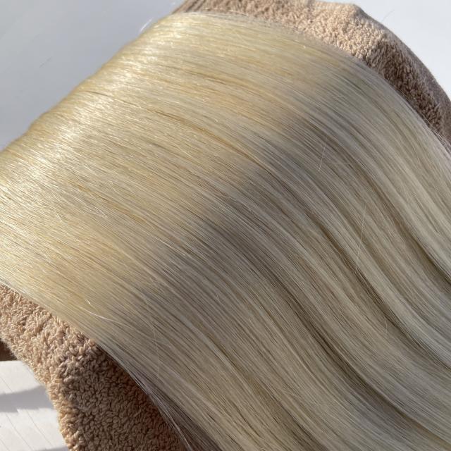 アッシュ ブロンド 金髪 P-613 ] シール エクステ 人毛 ロング ヘア