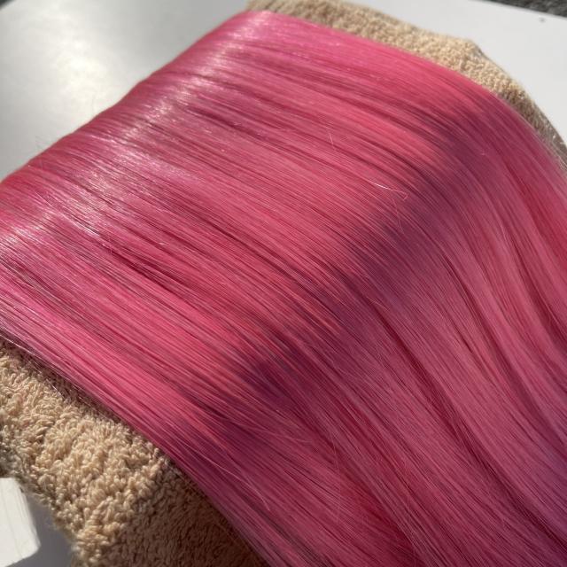 ピンク ] シール エクステ 人毛 ロング ヘアエクステ カラー