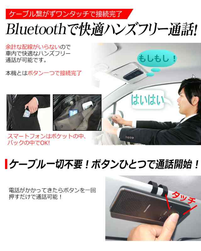 ハンズフリー Bluetooth 車載用 ワイヤレス Iphone スマホ 車用 サンバイザー 車内通話 ハンズフリーキット 自動車 Sp01 の通販はau Pay マーケット Kyplaza