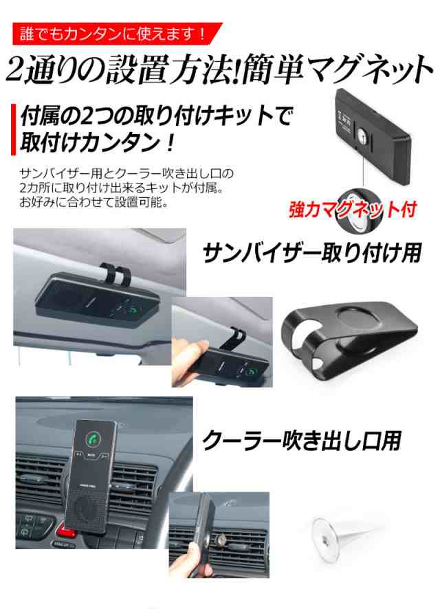 ハンズフリー Bluetooth 車載用 ワイヤレス iPhone スマホ 車用 サンバイザー 車内通話 ハンズフリーキット  自動車(SP01)の通販はau PAY マーケット - KYPLAZA