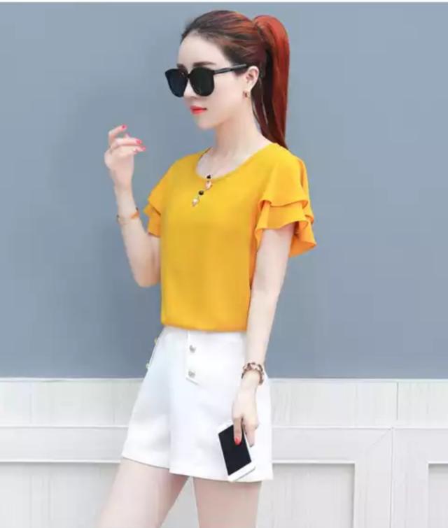 華奢みせ 上品 知的 大人可愛い キレイ色 ラッフルスリーブ シャツ 0051 の通販はau Pay マーケット Sayurio