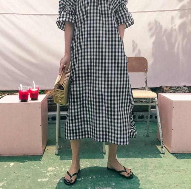 人気 バックシャン 肌見せ ねじり ワンピース ギンガムチェック ギンガムワンピース ロング丈 ロングワンピース チェックワンピースの通販はau Pay マーケット Sayurio