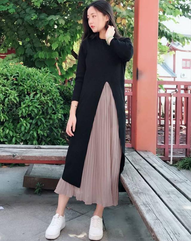 サイドスリット ロング丈 プリーツ ニット ワンピース ロングワンピース プリーツワンピース レイヤード ニットワンピの通販はau Pay マーケット Sayurio