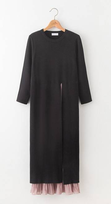 サイドスリット ロング丈 プリーツ ニット ワンピース ロングワンピース プリーツワンピース レイヤード ニットワンピの通販はau Pay マーケット Sayurio