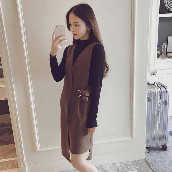 アシンメトリー 丈違い スカート ワンピース ミディワンピ ジャンスカ スーツ Vネックノースリーブ ひざ丈 ミニワンピ の通販はau Wowma Sayurio