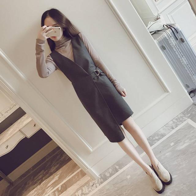 アシンメトリー 丈違い スカート ワンピース ミディワンピ ジャンスカ スーツ Vネックノースリーブ ひざ丈 ミニワンピ の通販はau Wowma Sayurio