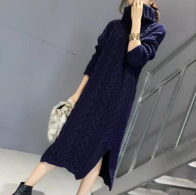 タートルネック ケーブル編み ニットワンピース レディース スリット ロングニットワンピース タイト ワンピース ロングニットの通販はau Pay マーケット Sayurio