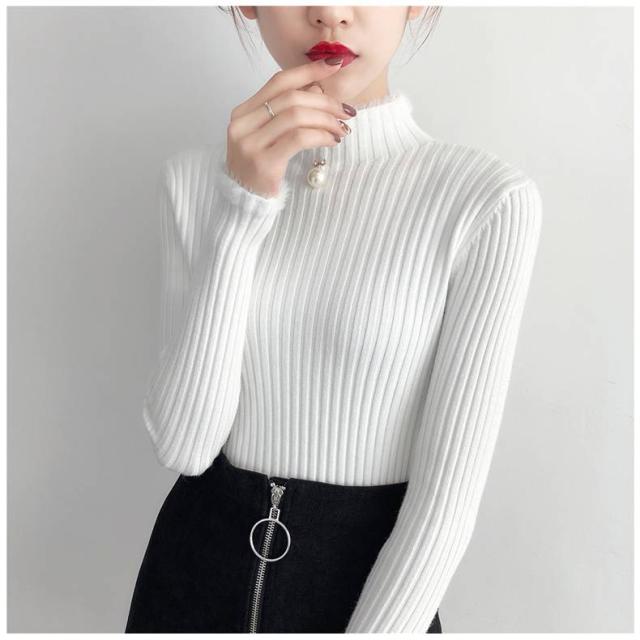 パール付きハイネックリブニット ニット レディース 長袖 リブ ハイネック トップス シンプル ベーシック パール 無地 カジュアル 大人 の通販はau Pay マーケット Sayurio