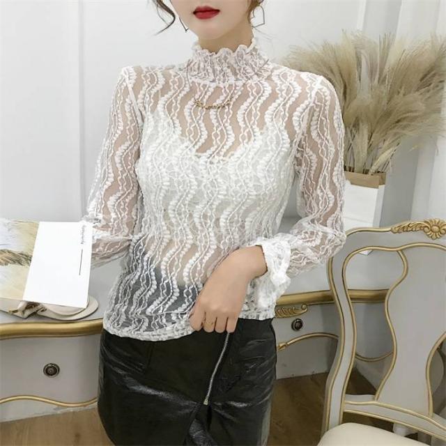 ハイネック総レーストップス レース トップス 透け感 シースルー トップス レディース シースルー トップス 透け 長袖 レース インナー の通販はau Pay マーケット Sayurio