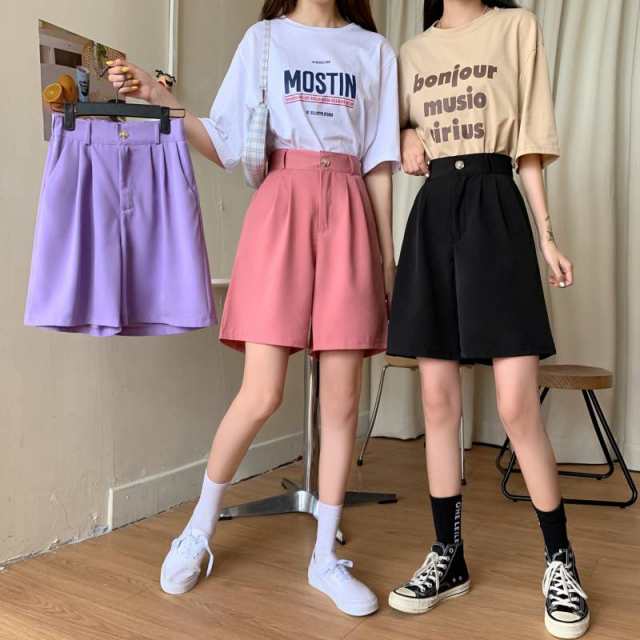 キュロット ショートパンツ パンツ ボトムス 膝上 ひざ上 シンプル レディース タック入り フレア カジュアル 無地 おしゃれ 可愛い の通販はau Pay マーケット Sayurio