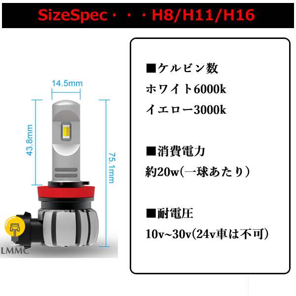 アコード ツアラー H20.12- CW1.2 フォグランプ H8 H11 H16 LED3色切り替え