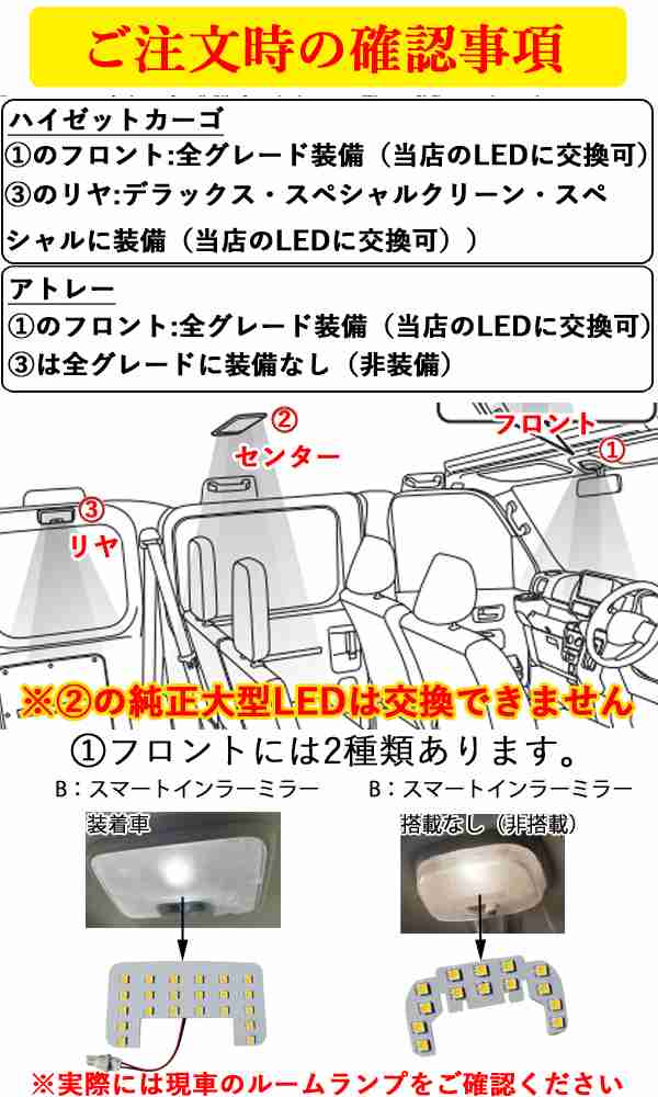 電球色 新型 ハイゼットカーゴ ( S700V S710V ) サンバー ( S700B S710B ) ピクシスバン ( S700M S710M )  LEDルームランプ 暖色の通販はau PAY マーケット - CaRing