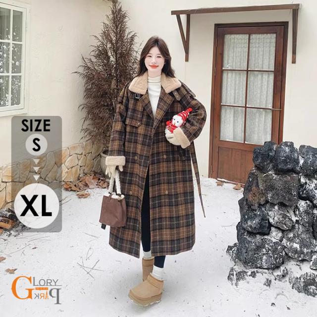 チェスターコート チェック柄 レディース ロングコート コクーンコート 小柄 ロングチェスターコート アウター 秋 冬 冬服 定番