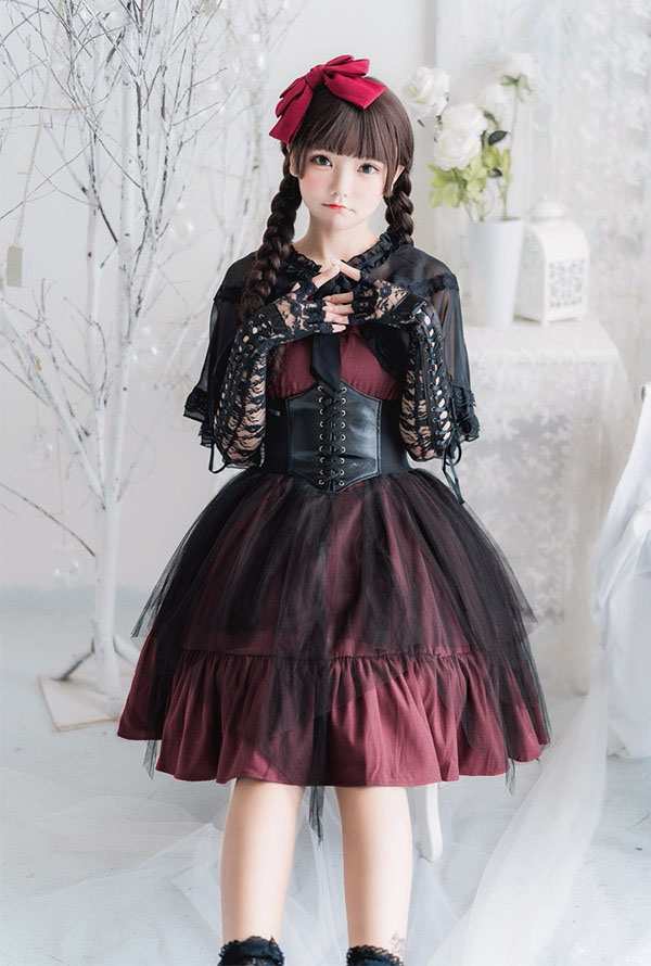 ロリータ ワンピース レディース Lolita ゴスロリ ゴシック パンク 服 甘ロリ ハロウィン ファッション レッド ブラック ステージ 衣装