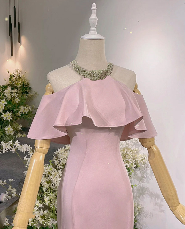 【送料無料】ドレス 大人 ピアノ 発表会 ロングドレス マーメイドライン 演奏会 結婚式 母親 ピアノ発表会 黒 袖付き ワンピース 半袖 演奏会ドレス_1