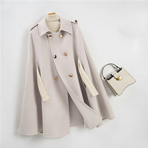 送料無料】ケープ コート マントコート ウール混ケ ポンチョ コート