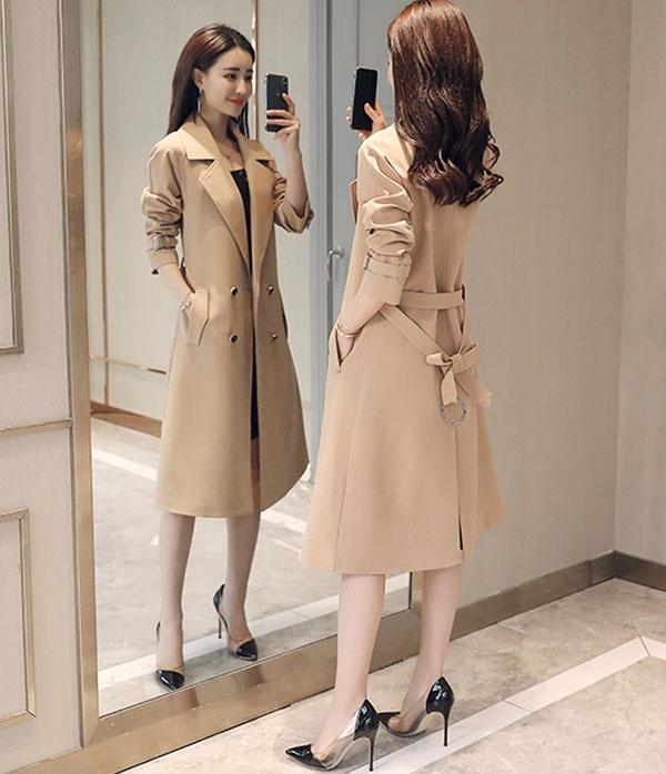 【送料無料】トレンチコート レディース スプリングコート 大きいサイズ アウター コート 秋服 春服 ミディアム丈 通勤 OL  おしゃれ 韓国 春秋 定番 上品コート ブラック オフィスカジュアル 新作 送料無料】トレンチコート レディース スプリングコート 大きいサイズ