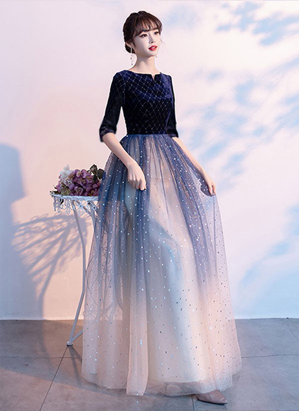 美品 ノースリーブ ドレス ロングワンピース グラデーション 結婚式