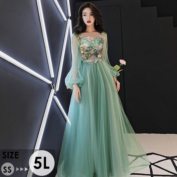 パーテイードレス ロング丈ドレス レディース 花柄 着痩せ 発表会 演奏会 二次会 エレガント可愛い 結婚式 披露宴 フォーマルドレス