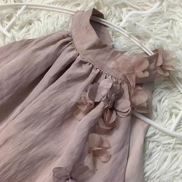 衣装 ロング丈 マキシ アメリカン衣手 立体お花 花飾りつけ ノースリーブ さくら色 A生産ライン 体型取りまかなう 韓国コーデ レディース 成年者好いたらしい 窈窕たる 高押し出し