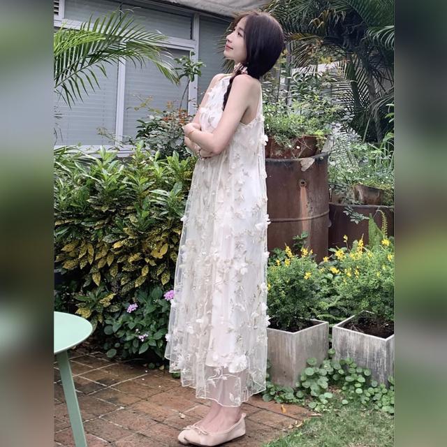 衣装 ロング丈 マキシ アメリカン衣手 刺しゅう 花柄 スピード競技 カクテルドレスルー 白 A生産ライン 体型取りまかなう 途轍も無い大きさ 韓国コーデ レディース 女子らしい 夏