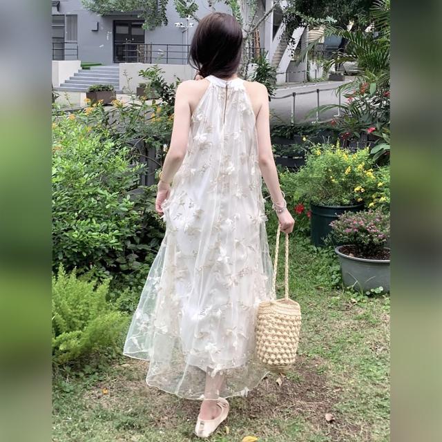衣装 ロング丈 マキシ アメリカン衣手 刺しゅう 花柄 スピード競技 カクテルドレスルー 白 A生産ライン 体型取りまかなう 途轍も無い大きさ 韓国コーデ レディース 女子らしい 夏