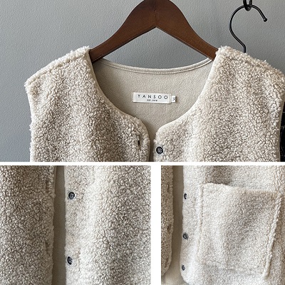 ベスト ボア ボアベスト フリース もこもこ ベージュ オフホワイト ノーカラー ボタン 襟なし 袖なし レディース ナチュラル カジュアルの通販はau Pay マーケット Solare Shop