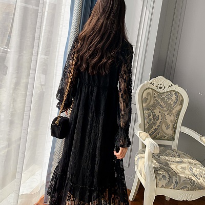 ワンピース ドレス ブラック ハイウエスト ハイネック ボトルネック パーティー お呼ばれ 結婚式 二次会 シアー 透け感 シースルーの通販はau Pay マーケット Solare Shop