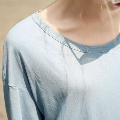 マキシ丈 Tシャツワンピース レディース 半袖 カジュアル 春 夏 秋 サイドスリット 水色 爽やか ゆったり ルームウェア シンプル ナチュの通販はau Pay マーケット Solare Shop