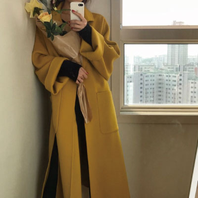 ガウンコート ロングコート レディース ウエストベルト ロング丈 マスタード 黄色 黒 秋 冬 秋冬 アウター 韓国 オルチャン カジュアル の通販はau Pay マーケット Solare Shop