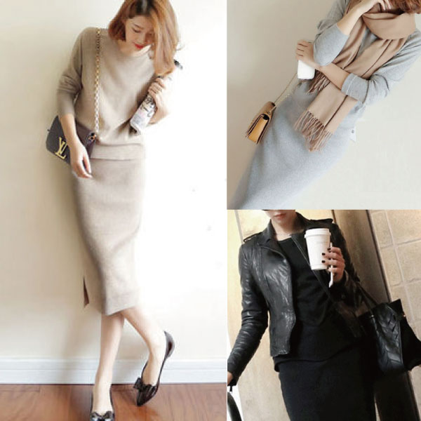 セットアップ ニットスカート ツーピース タイトスカート カジュアル シンプル 上品 秋冬 デート オフィス の通販はau Pay マーケット Solare Shop