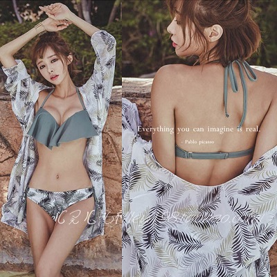レディース水着 レディース 水着 ビキニ シャツ付き セット販売 ヤシの木柄 ヤシ柄 フリル アースカラー くすみカラーの通販はau Pay マーケット Solare Shop