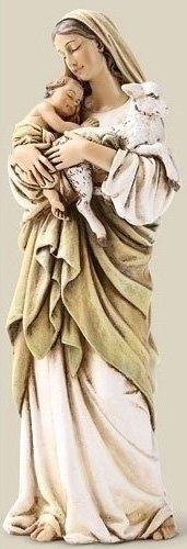 高さ約15ｃｍ子羊持つ聖母子像 カトリック/6" Madonna and Child with Lamb Statue Catholic Gift