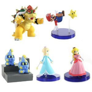 Super Mario スーパーマリオ Galaxy Desk Top 5 Figure Set with Rosalina Peach フィギュア 人形 おも