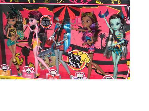 モンスターハイ　Monster High Gloom Beach Doll 5Pack Cleo de Nile, Draculaura, Clawdeen Wolf, Frank