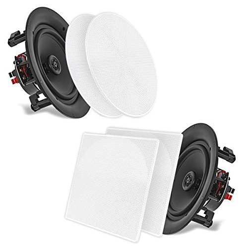 Pyle パイル PDIC66 In-Wall/In-Ceiling 6.5-Inch Dual ステレオ スピーカー, 200 ワット, 2-Way, Flush