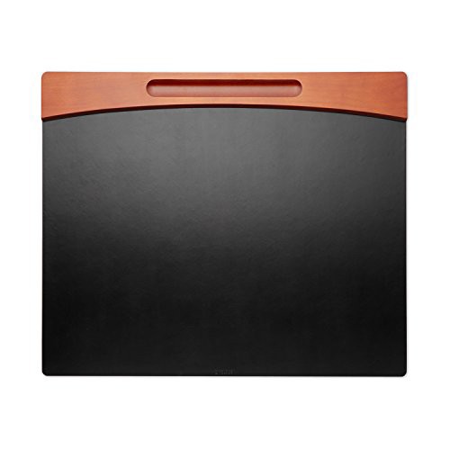 Mahogany Wood and Black Faux Leather Desk Pad, 23 7/8 x 19 7/8 x 11/16の通販は 24,400円
