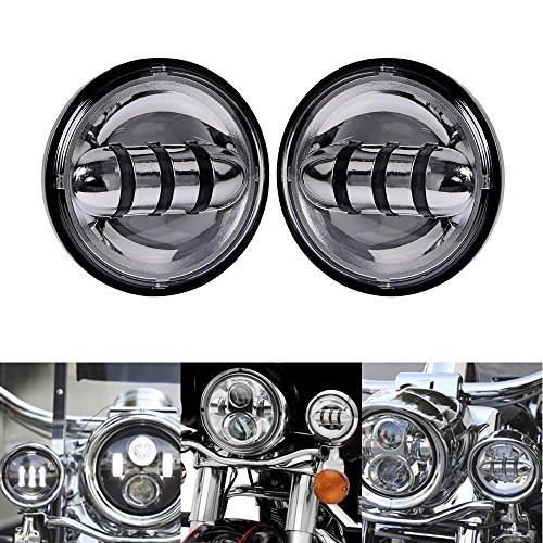 2X Chrome 4-1/2" CREE LED Projector Auxiliary Daymaker Passing Driving Offroad Lamp Light for Harl
