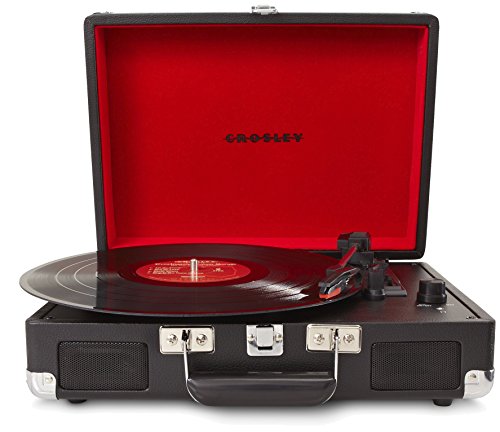 レトロなトランク型 ポータブルターンテーブル スピーカー内蔵 ブラック Crosley