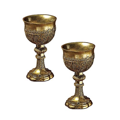 Design Toscano King Arthur s Golden Chalice Gothic Sculpture: Set of Twoの通販は