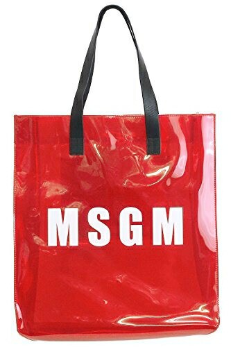 エムエスジーエム)MSGM ロゴプリント トート ビニールバッグ レッド