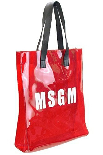 エムエスジーエム)MSGM ロゴプリント トート ビニールバッグ レッド