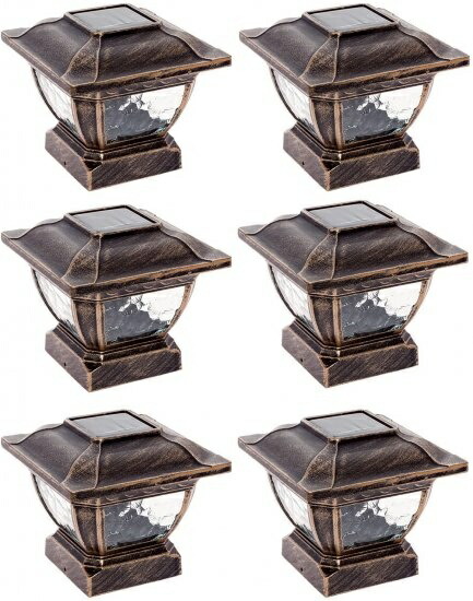 Paradise GL28998BZ Solar Cast Aluminum LED Post Cap Light for 4x4 Wood Posts (Bronze, 6 Pack) 141 50,400円